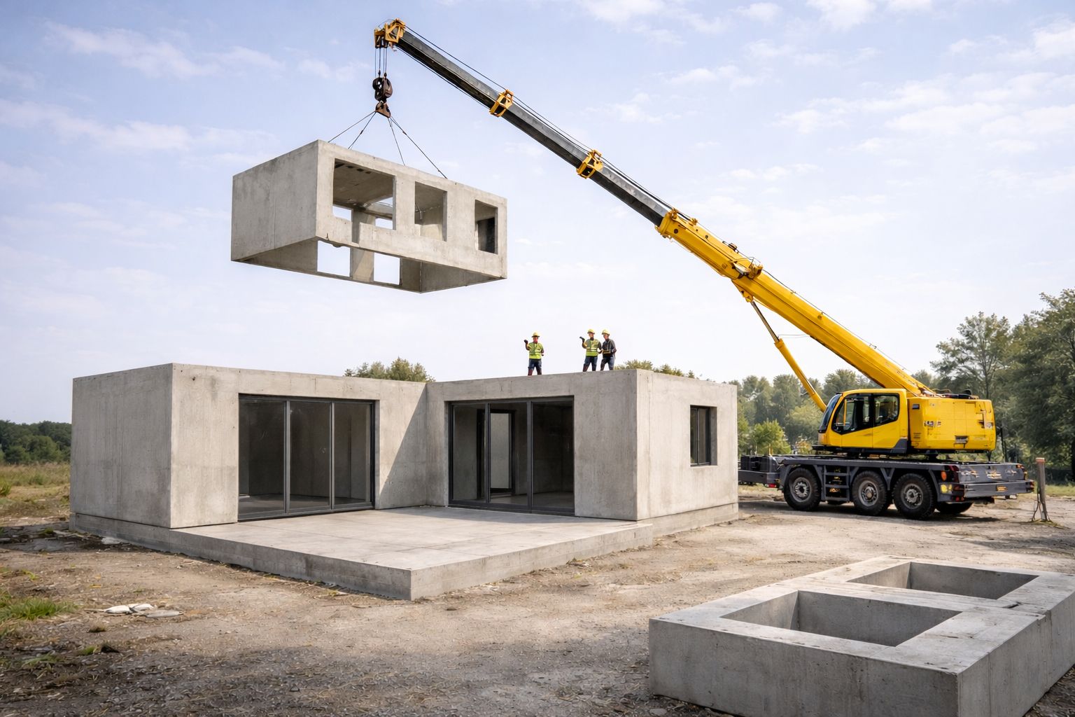 Modüler beton ev kurulumu